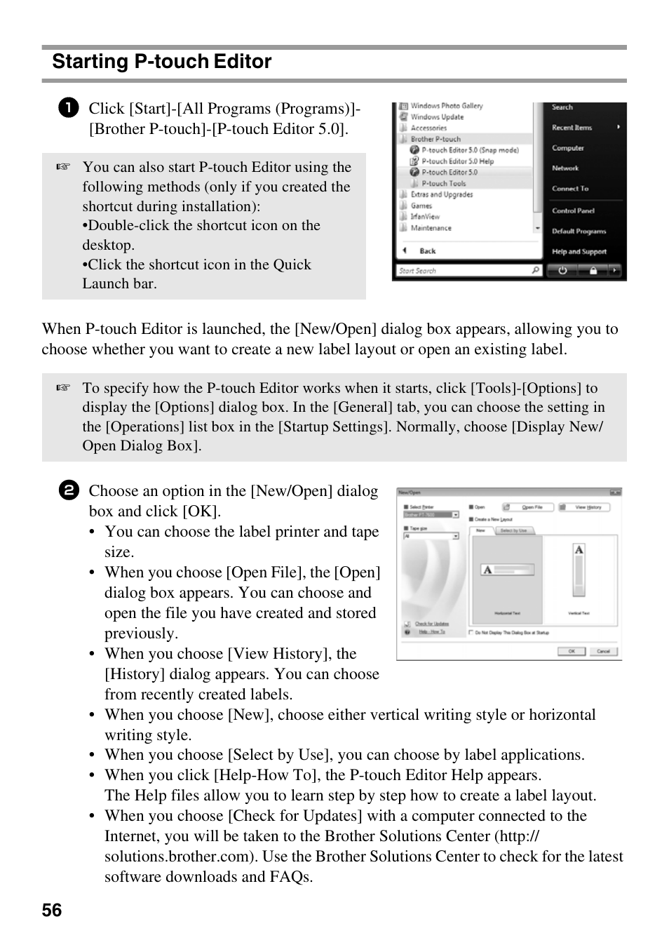 Starting p-touch, Editor | Brother PT-7500 User Manual | Page 71 / 103