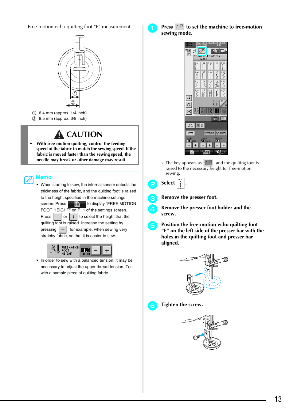 Caution | Brother Innov-is 4000D 4000 User Manual | Page 14 / 17