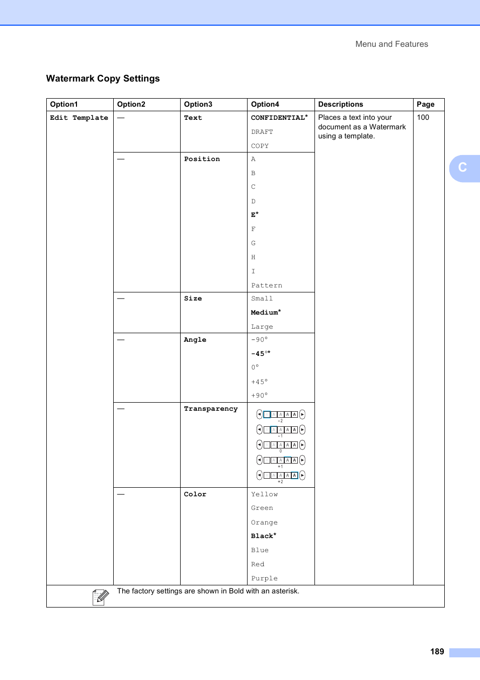 Watermark copy settings | Brother MFC-795CW User Manual | Page 205 / 240