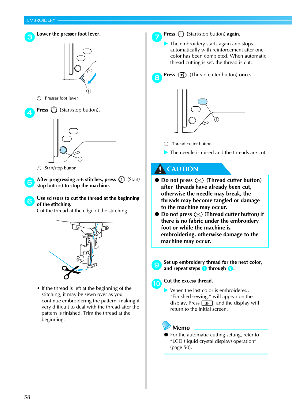 Caution | Brother DZ820E User Manual | Page 60 / 88
