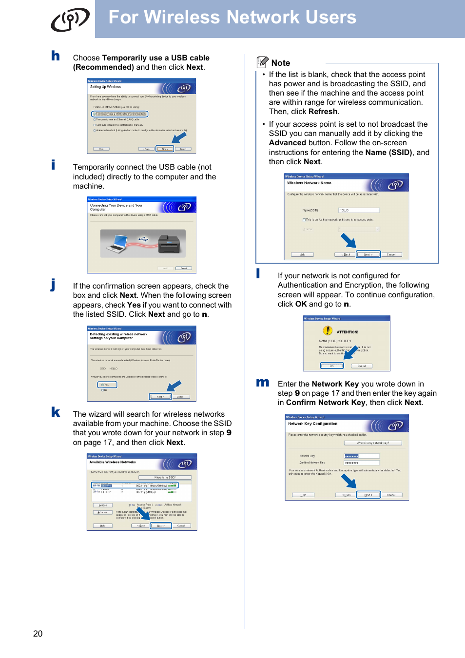 For wireless network users | Brother HL-2280DW User Manual | Page 20 / 35