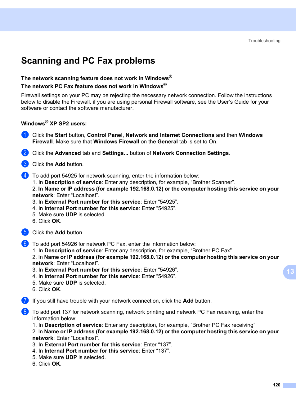 Scanning and pc fax problems | Brother MFC 7840W User Manual | Page 129 / 151