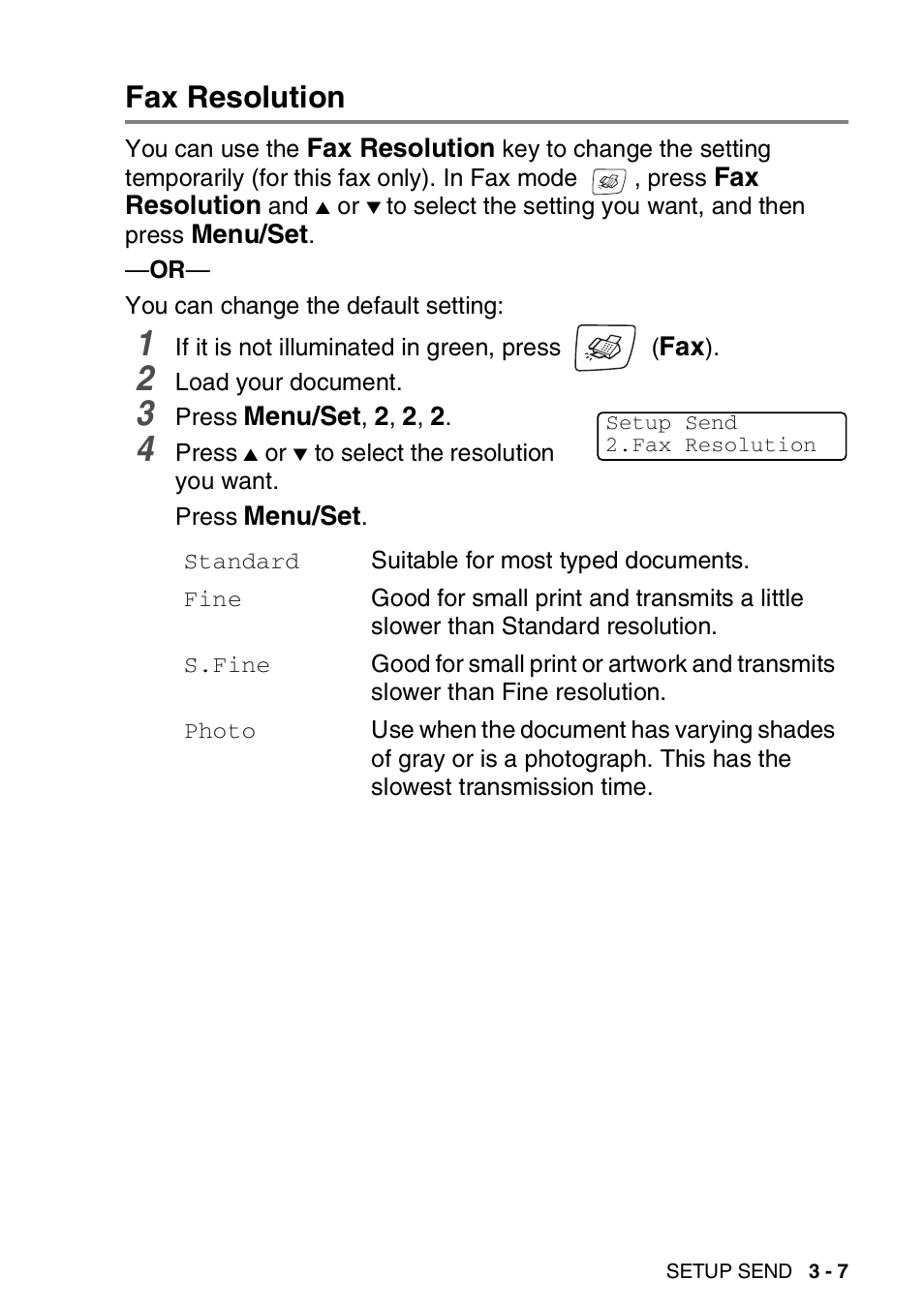 Fax resolution, Fax resolution -7 | Brother MFC-420CN User Manual | Page 53 / 200