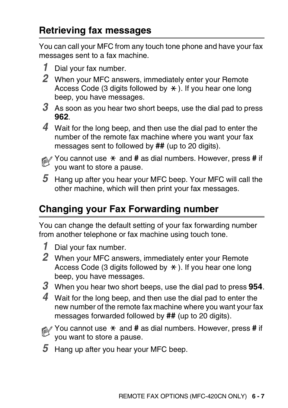 Retrieving fax messages, Changing your fax forwarding number | Brother MFC-420CN User Manual | Page 79 / 200