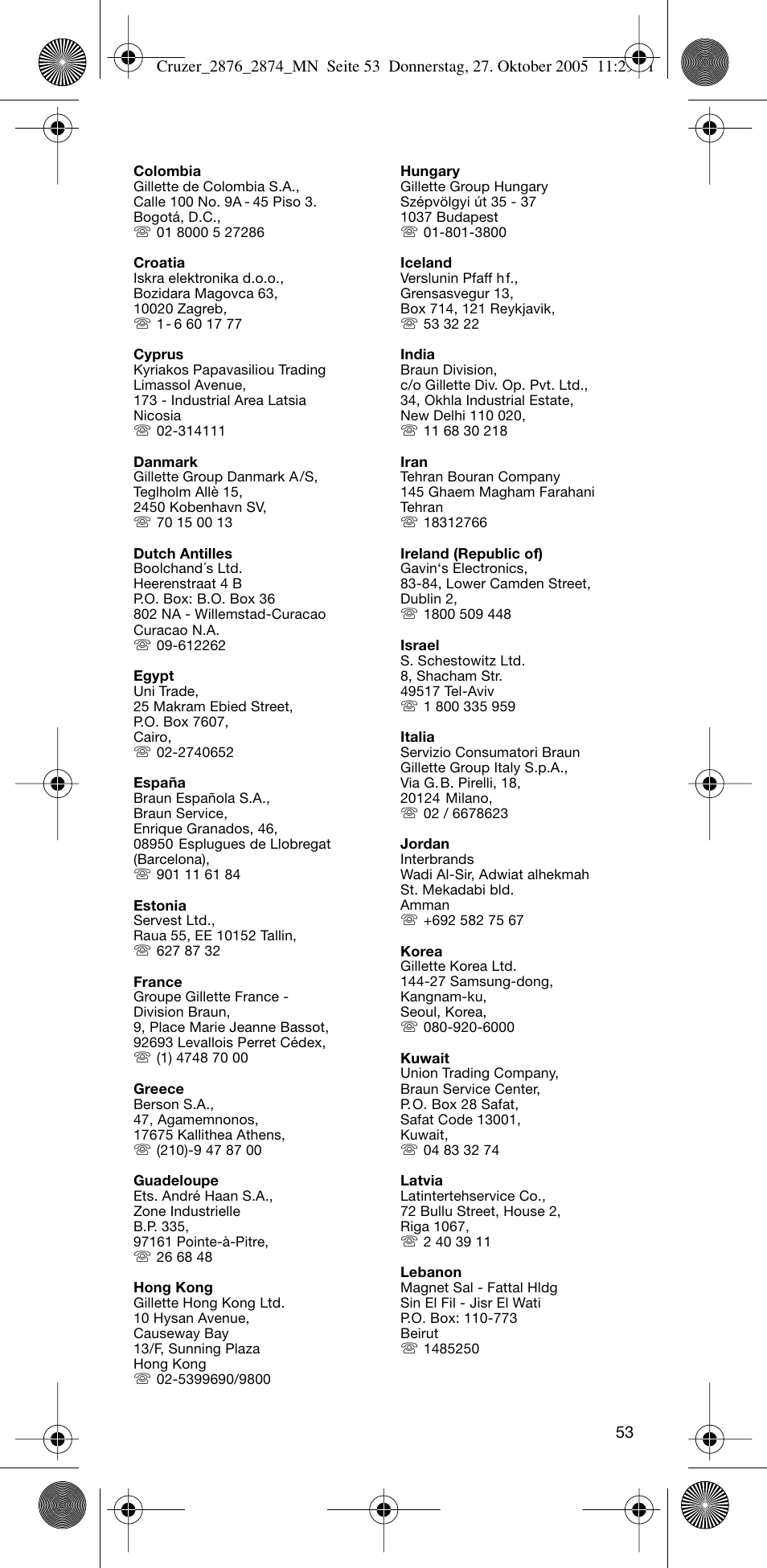 Braun 2874 Cruzer3 User Manual | Page 53 / 60