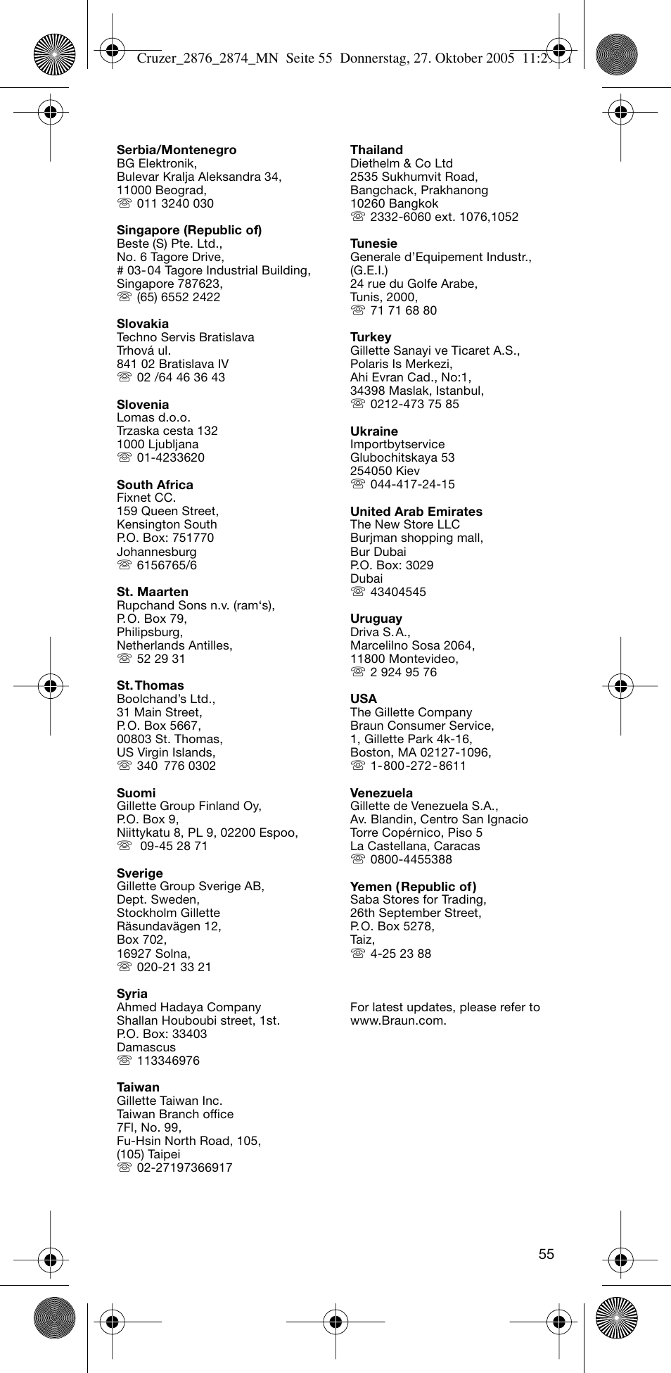 Braun 2874 Cruzer3 User Manual | Page 55 / 60