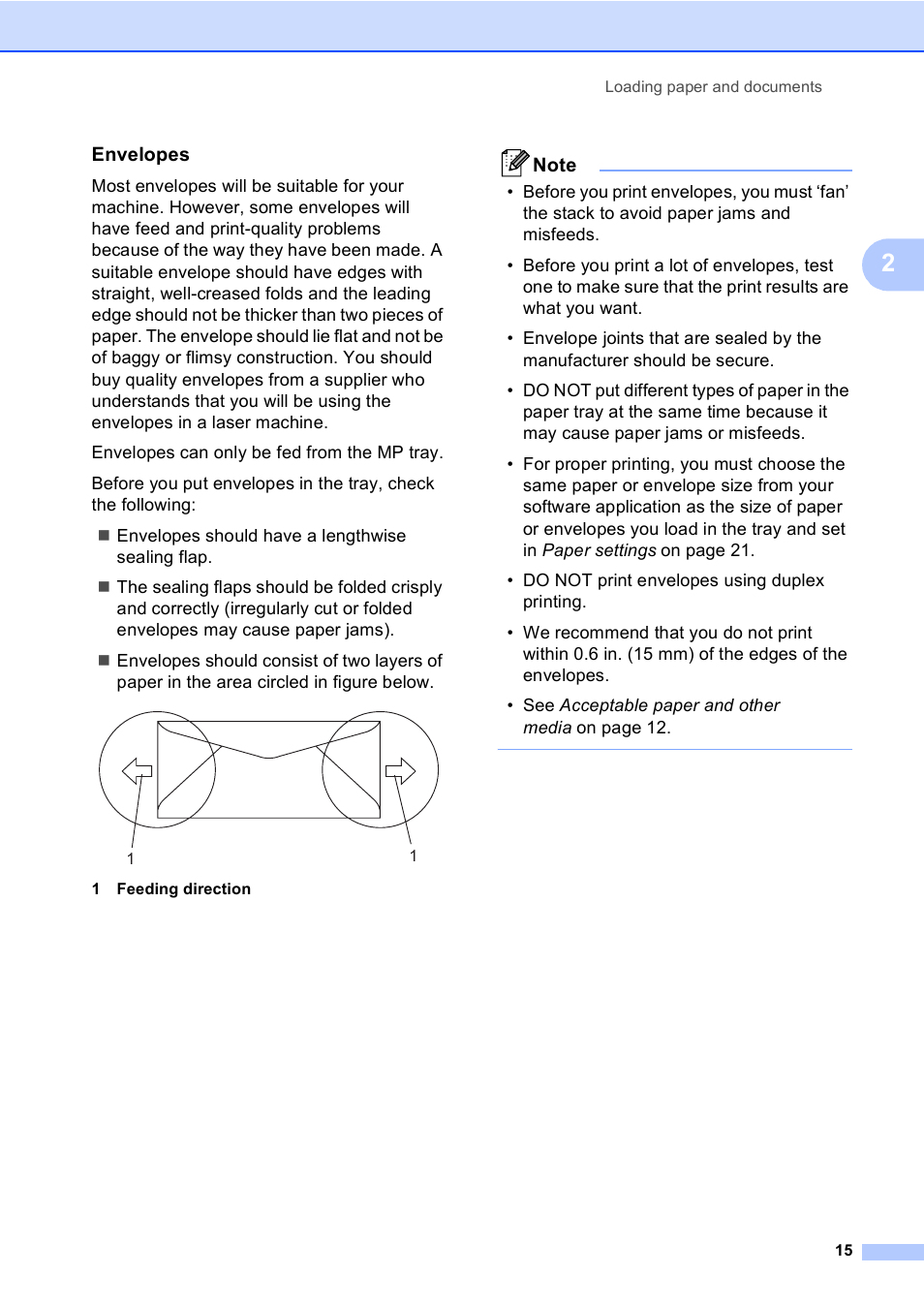 Envelopes | Brother DCP 9040CN User Manual | Page 27 / 167