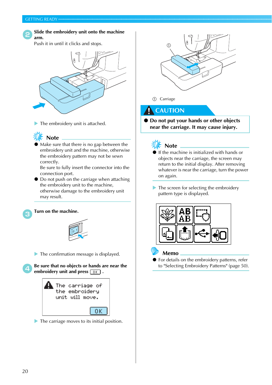 Caution | Brother SB7050E User Manual | Page 22 / 96