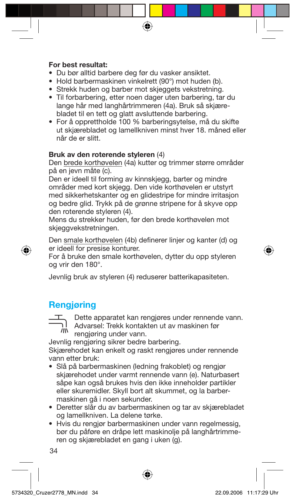 Rengjøring | Braun 2778 Cruzer2 User Manual | Page 33 / 55