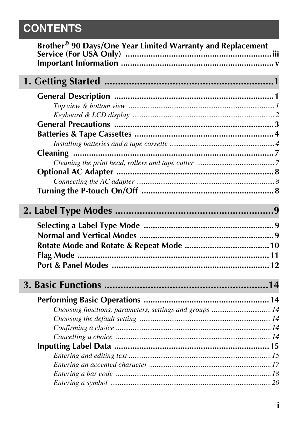 Brother PT-1600 User Manual | Page 3 / 116
