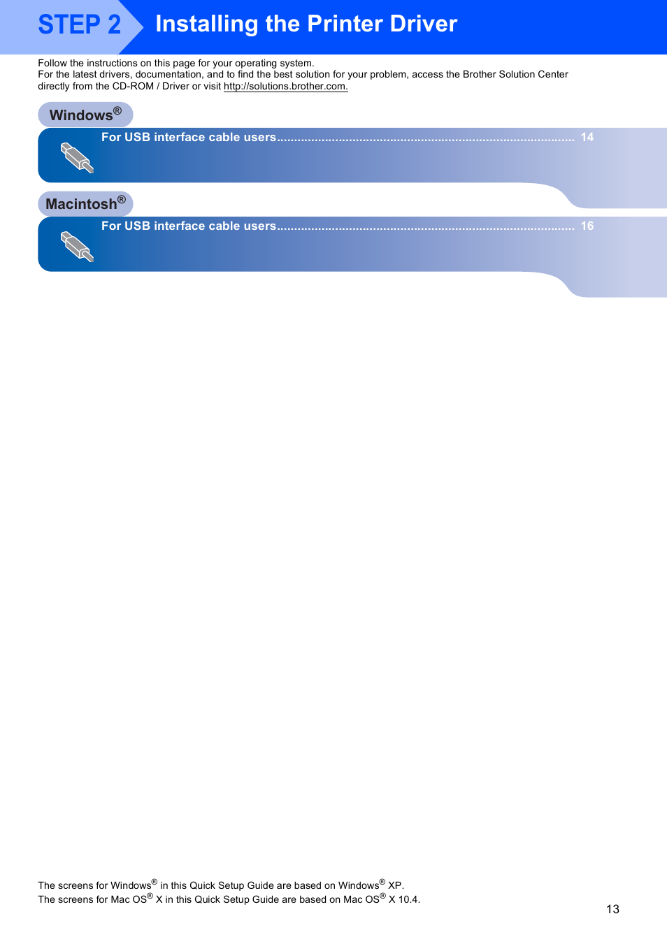 Step 2, Installing the printer driver | Brother HL-2140 User Manual | Page 15 / 23
