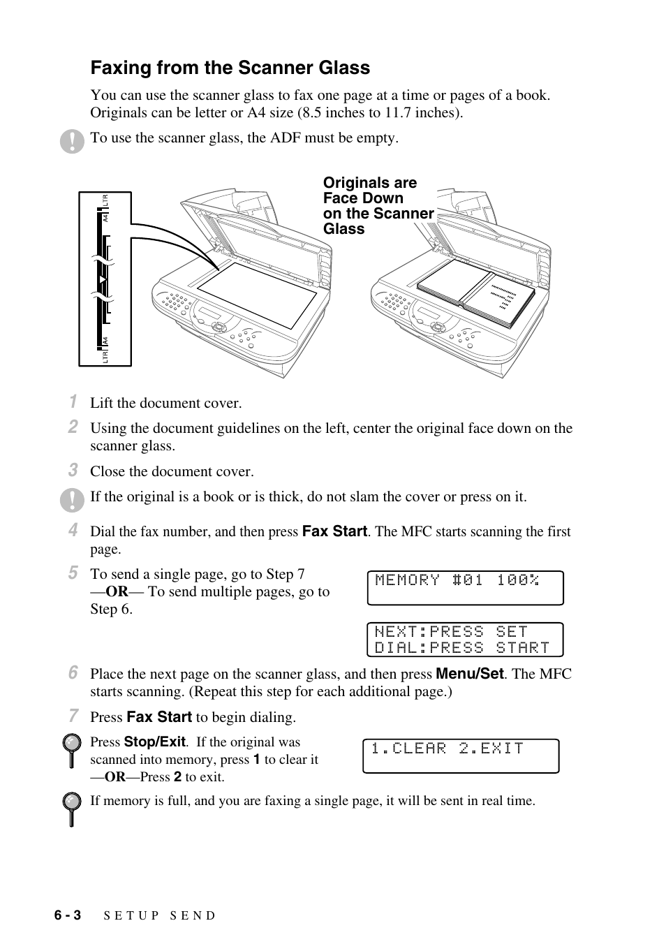 Faxing from the scanner glass, Faxing from the scanner glass -3, Fabric. (to fax this kind of document, see | Brother MFC-6800 User Manual | Page 62 / 222