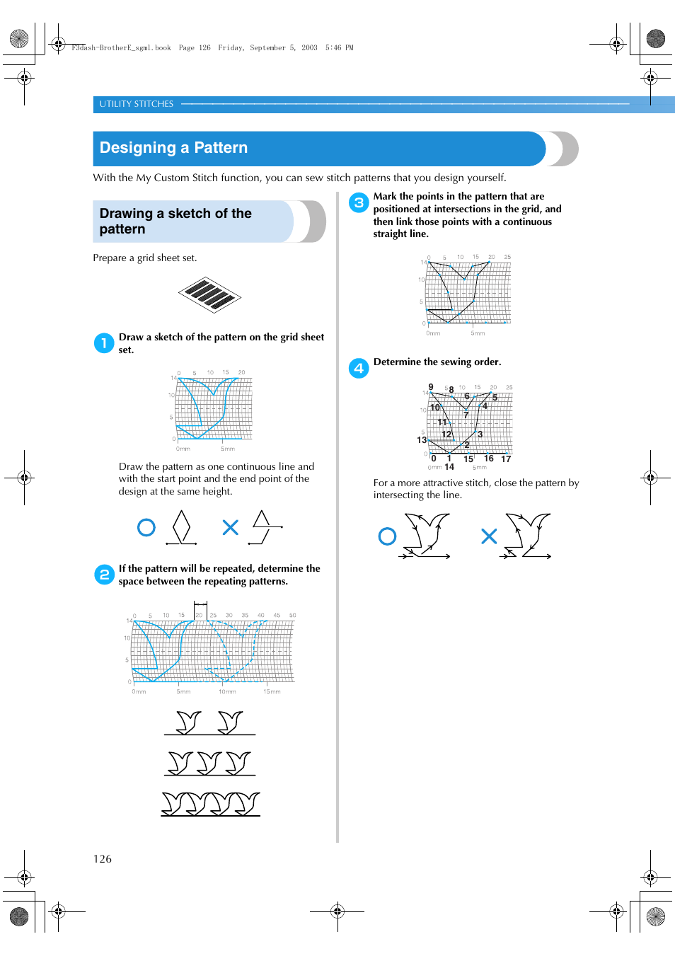 Designing a pattern, Drawing a sketch of the pattern | Brother NX 600 User Manual | Page 132 / 160
