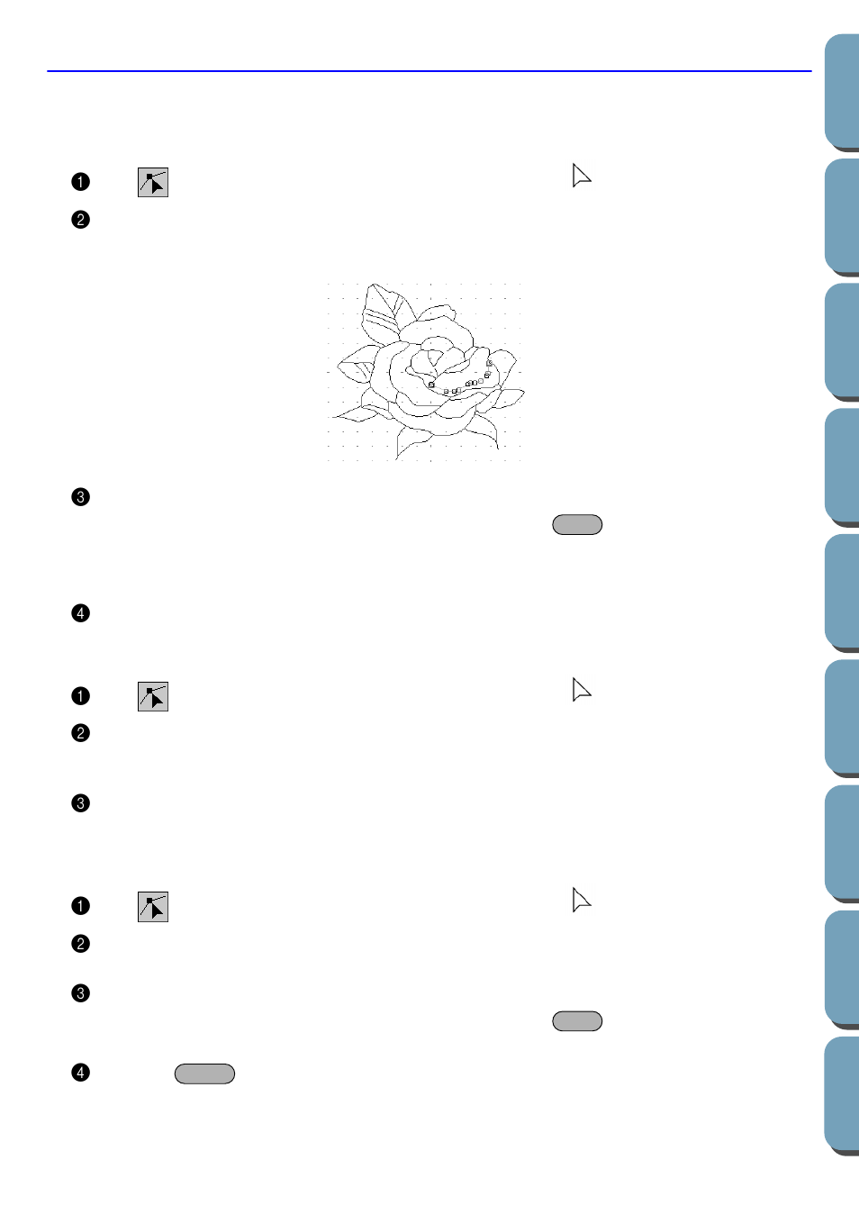 Point edit mode, Moving points, Inserting points | Deleting points, Moving points 1, Inserting points 1, Deleting points 1 | Brother PE-DESIGN Ver.432 User Manual | Page 66 / 200