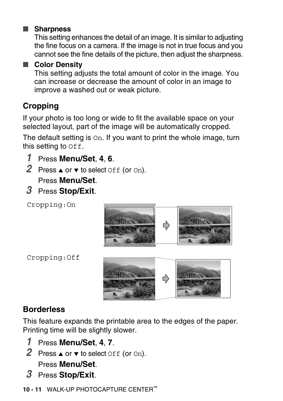Cropping, Borderless, Cropping -11 borderless -11 | Brother MFC-640CW User Manual | Page 132 / 225