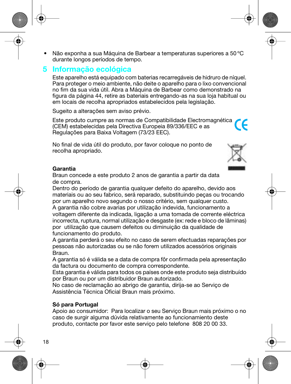 5 informação ecológica | Braun 3773 InterFace Excel User Manual | Page 18 / 50