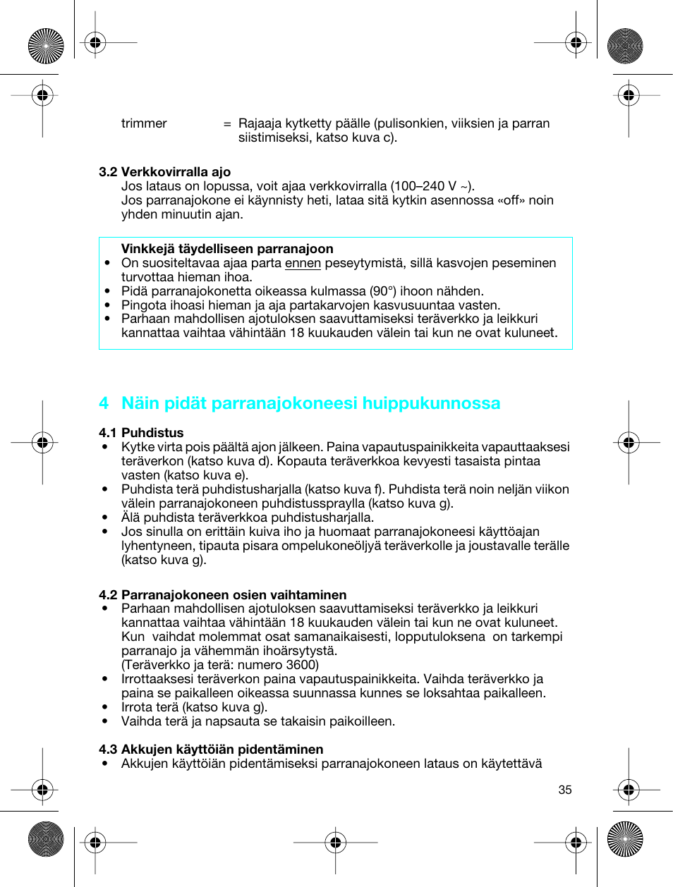 4 näin pidät parranajokoneesi huippukunnossa | Braun 3773 InterFace Excel User Manual | Page 35 / 50