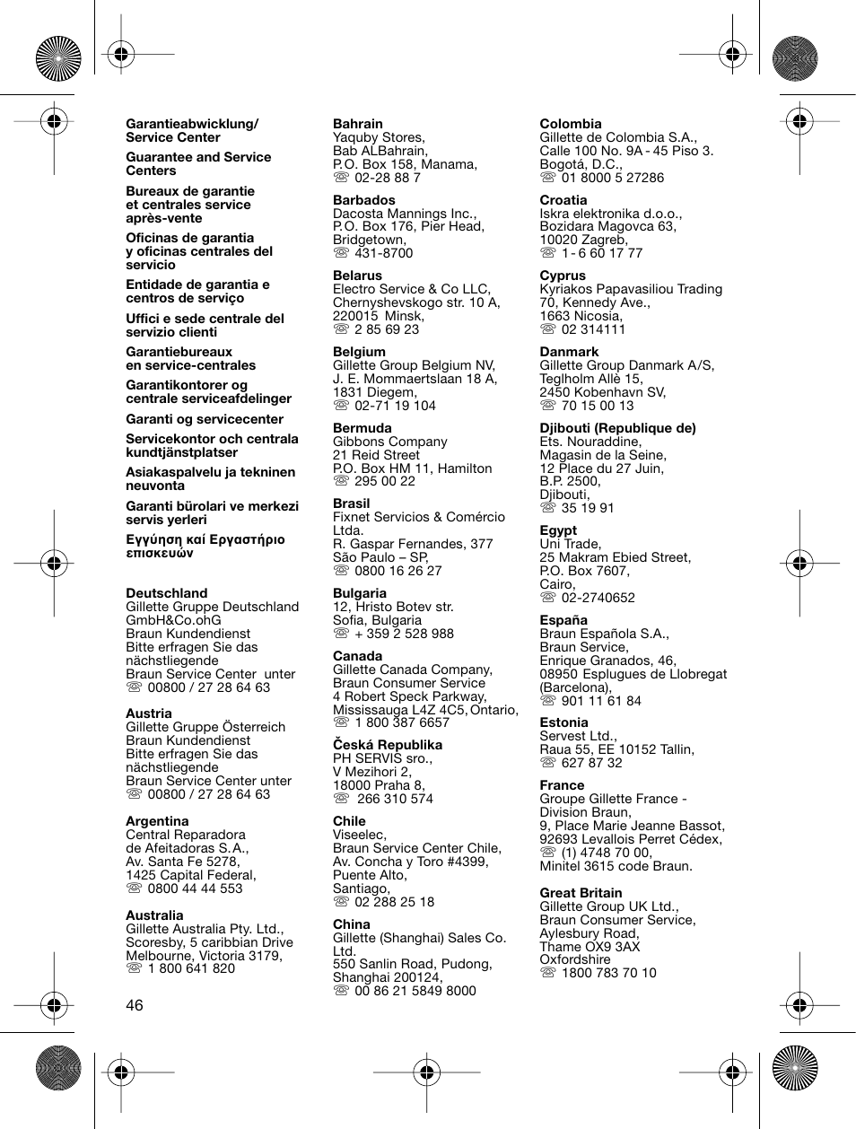 Braun 3773 InterFace Excel User Manual | Page 46 / 50