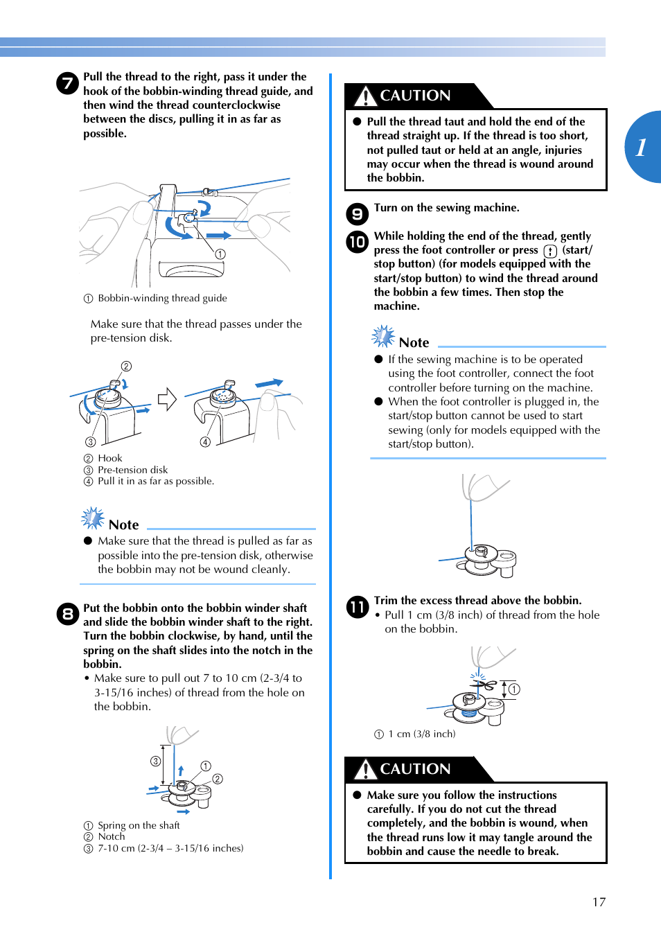 Caution | Brother XR1355 User Manual | Page 19 / 112