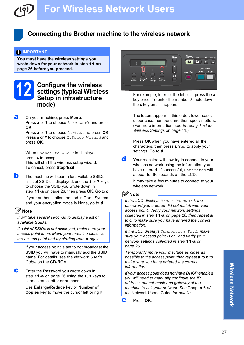 For wireless network users | Brother DCP-375CW User Manual | Page 27 / 42