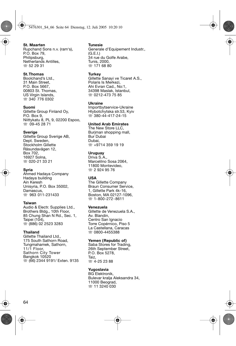 Braun 5443 Flex Integral+ User Manual | Page 64 / 64