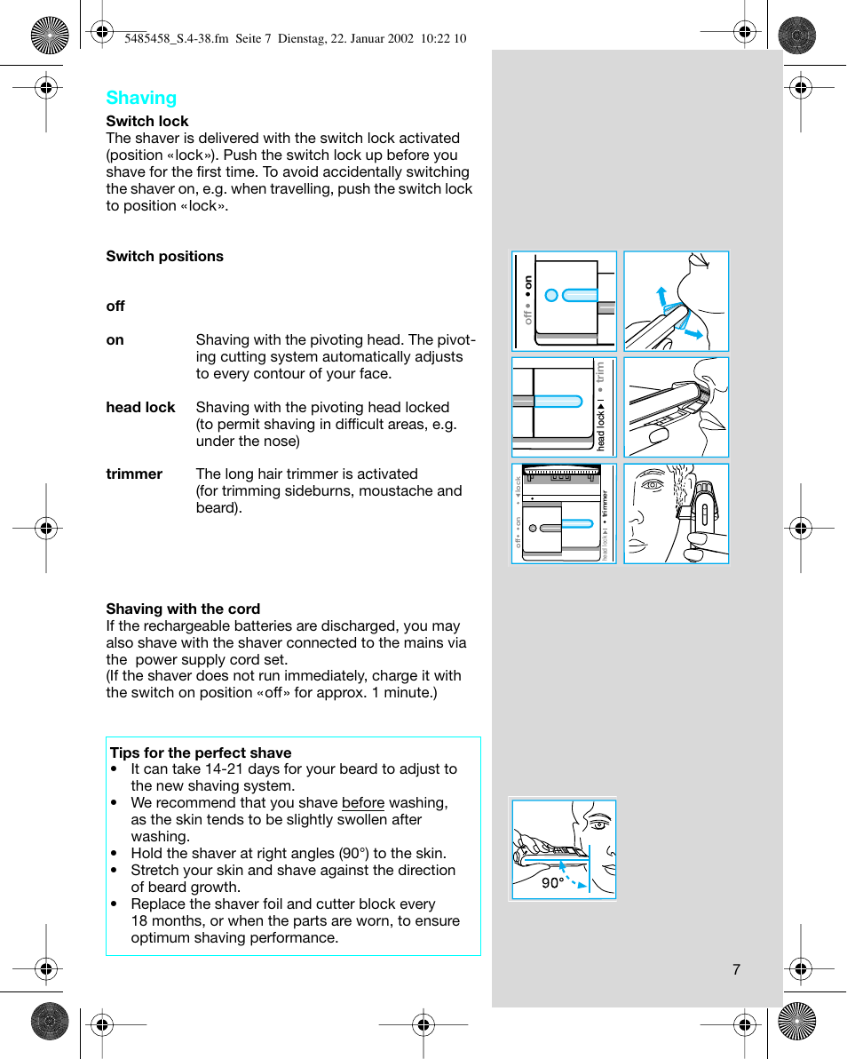 Shaving | Braun 5441 Flex Integral System User Manual | Page 7 / 35