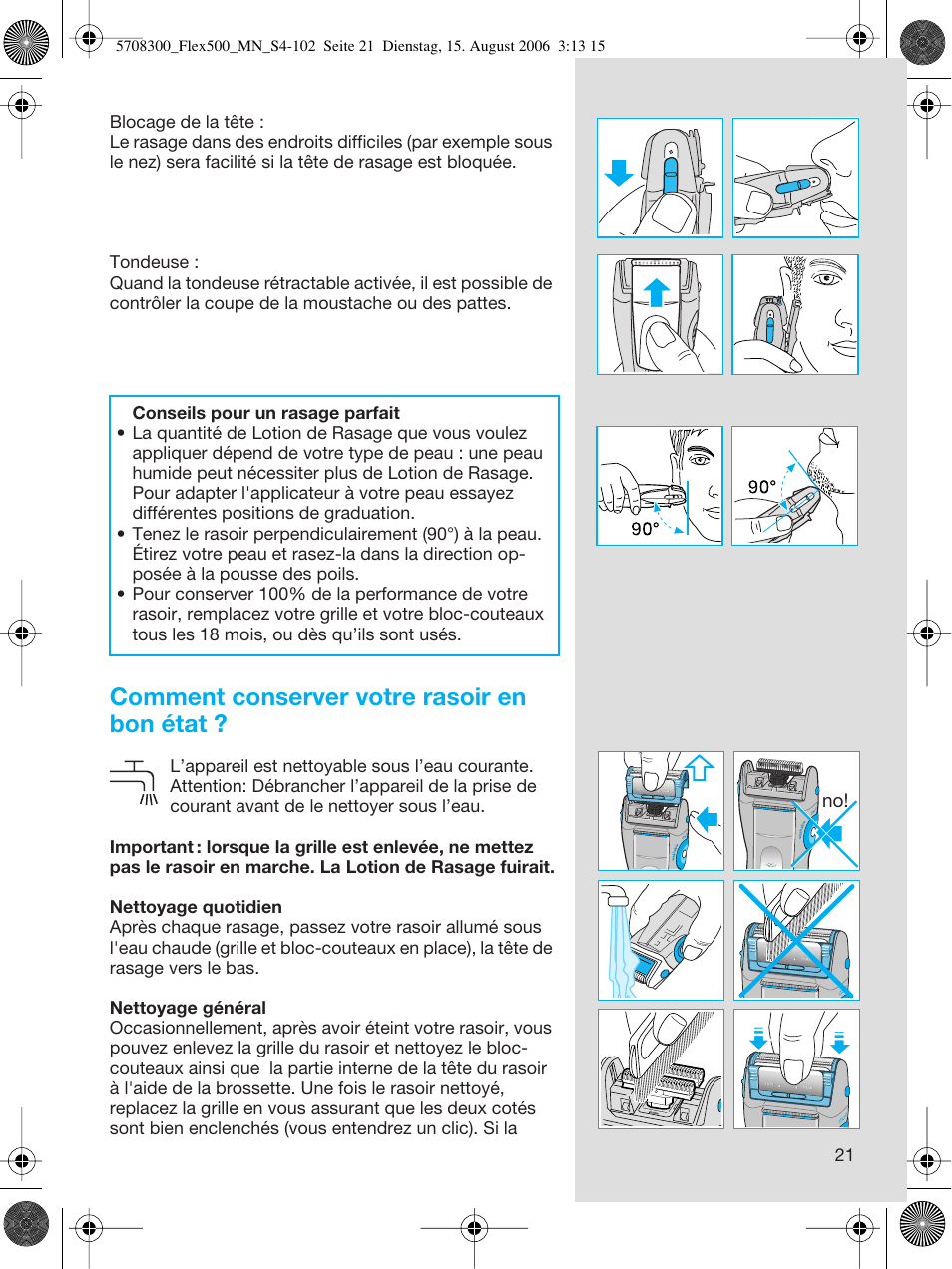 Comment conserver votre rasoir en bon état | Braun 6610 FreeGlider User Manual | Page 21 / 99