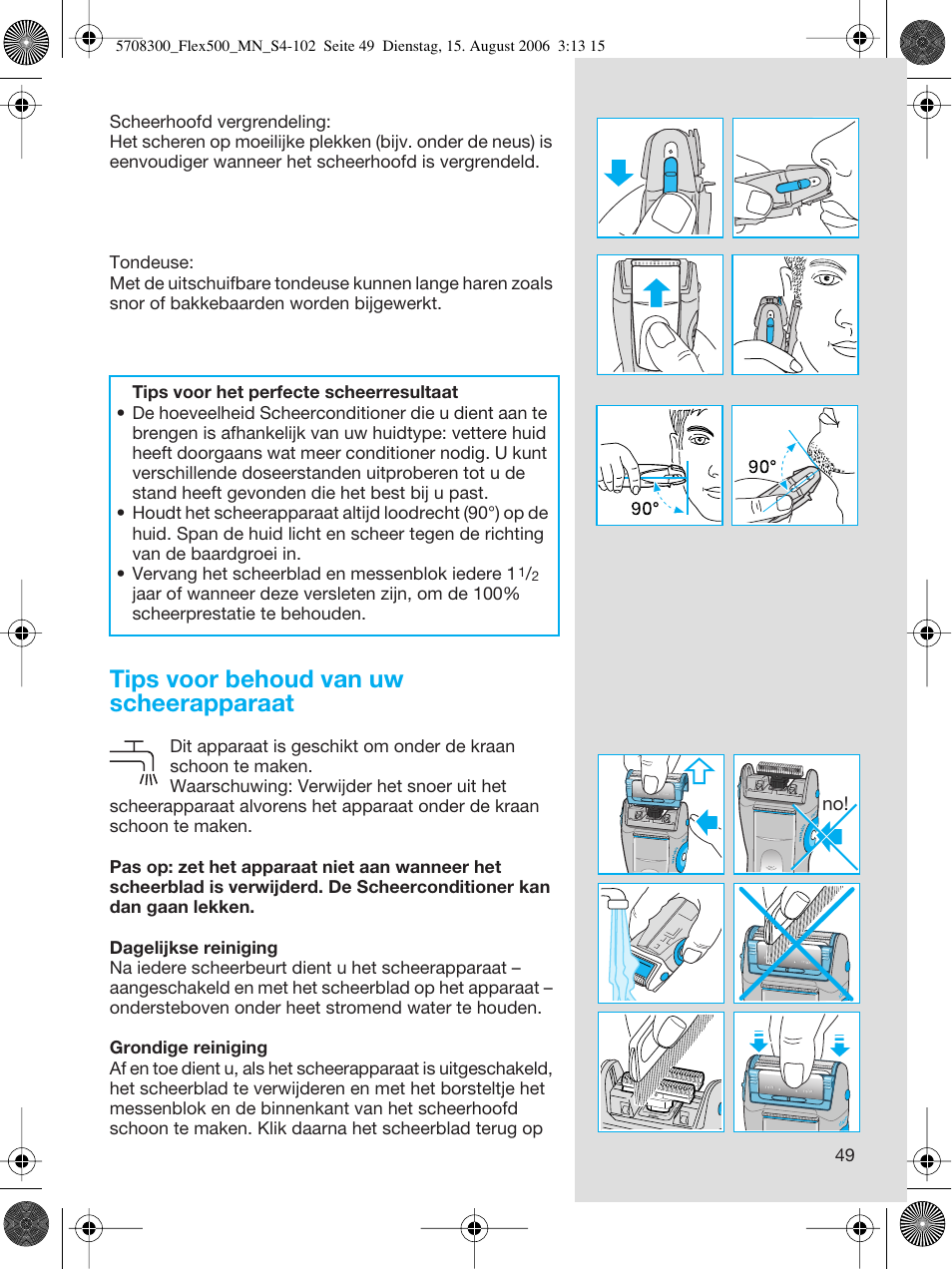 Tips voor behoud van uw scheerapparaat | Braun 6610 FreeGlider User Manual | Page 49 / 99