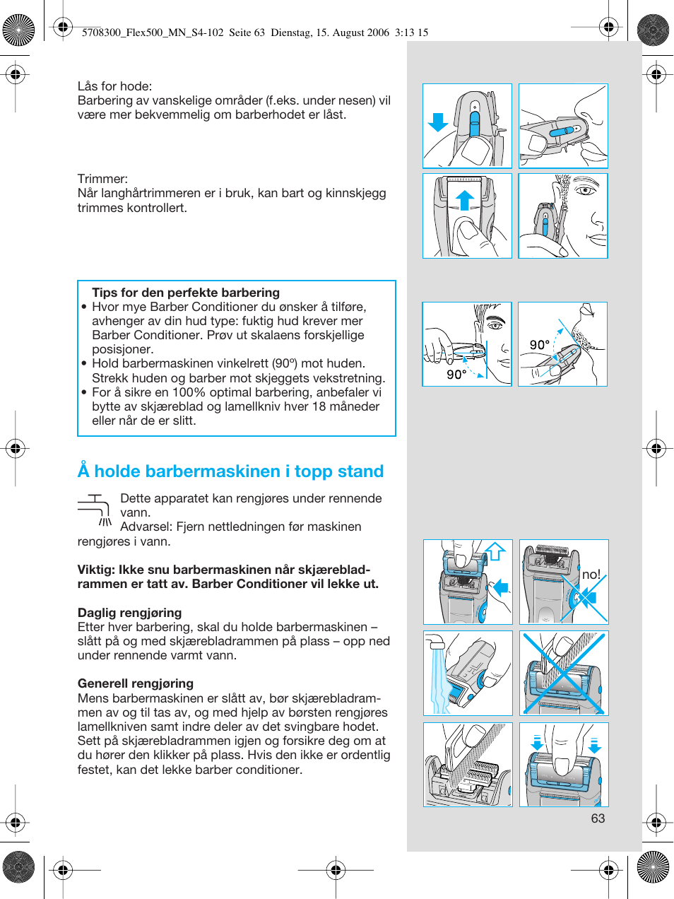 Å holde barbermaskinen i topp stand | Braun 6610 FreeGlider User Manual | Page 63 / 99