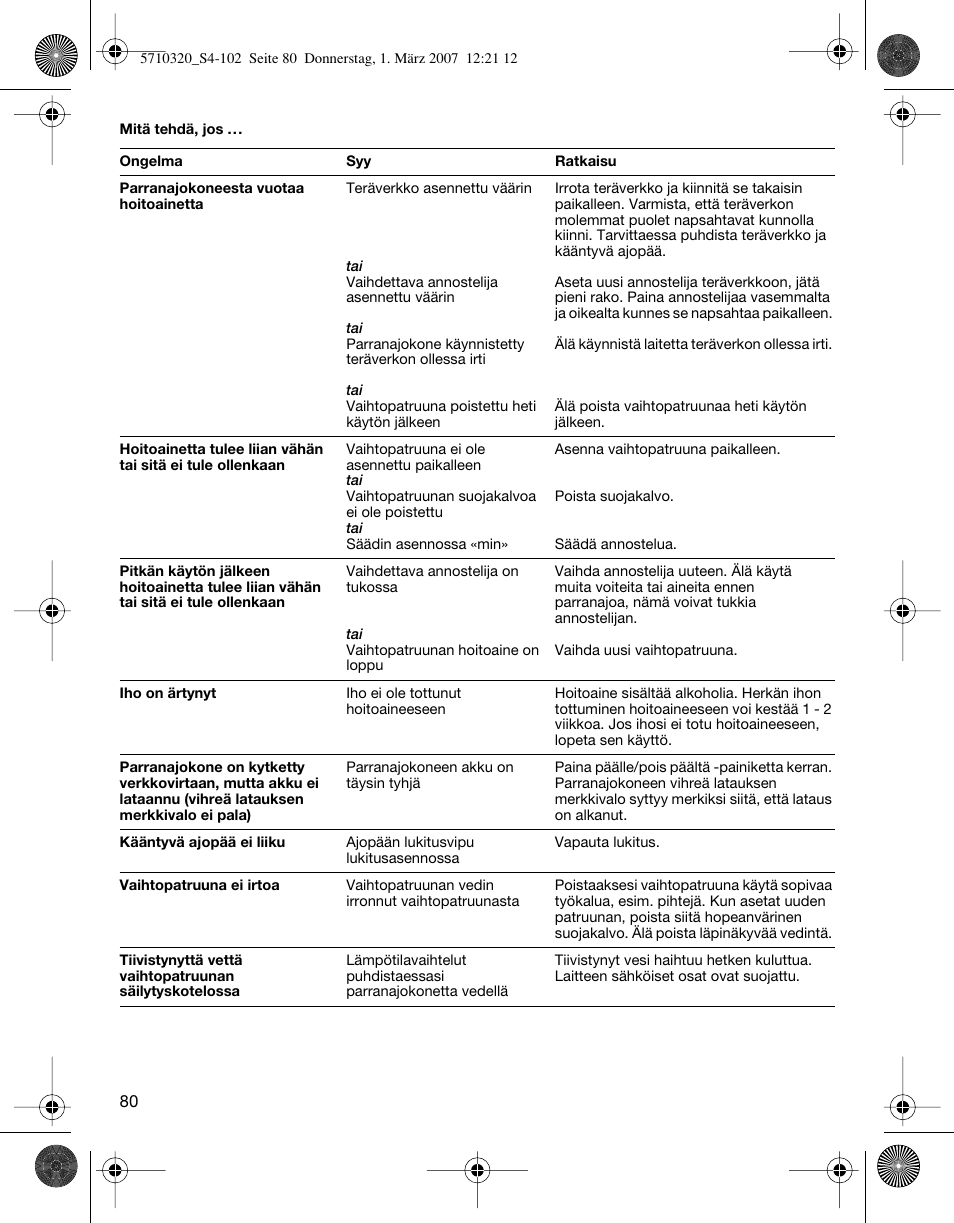 Braun 6620 FreeGlider  EU User Manual | Page 80 / 99