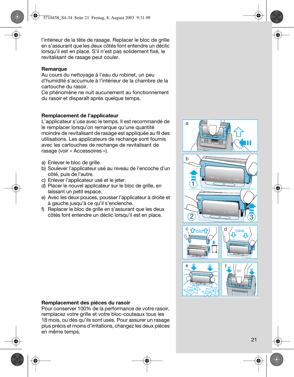 Click, Click! d | Braun 6690 FreeGlider User Manual | Page 21 / 34