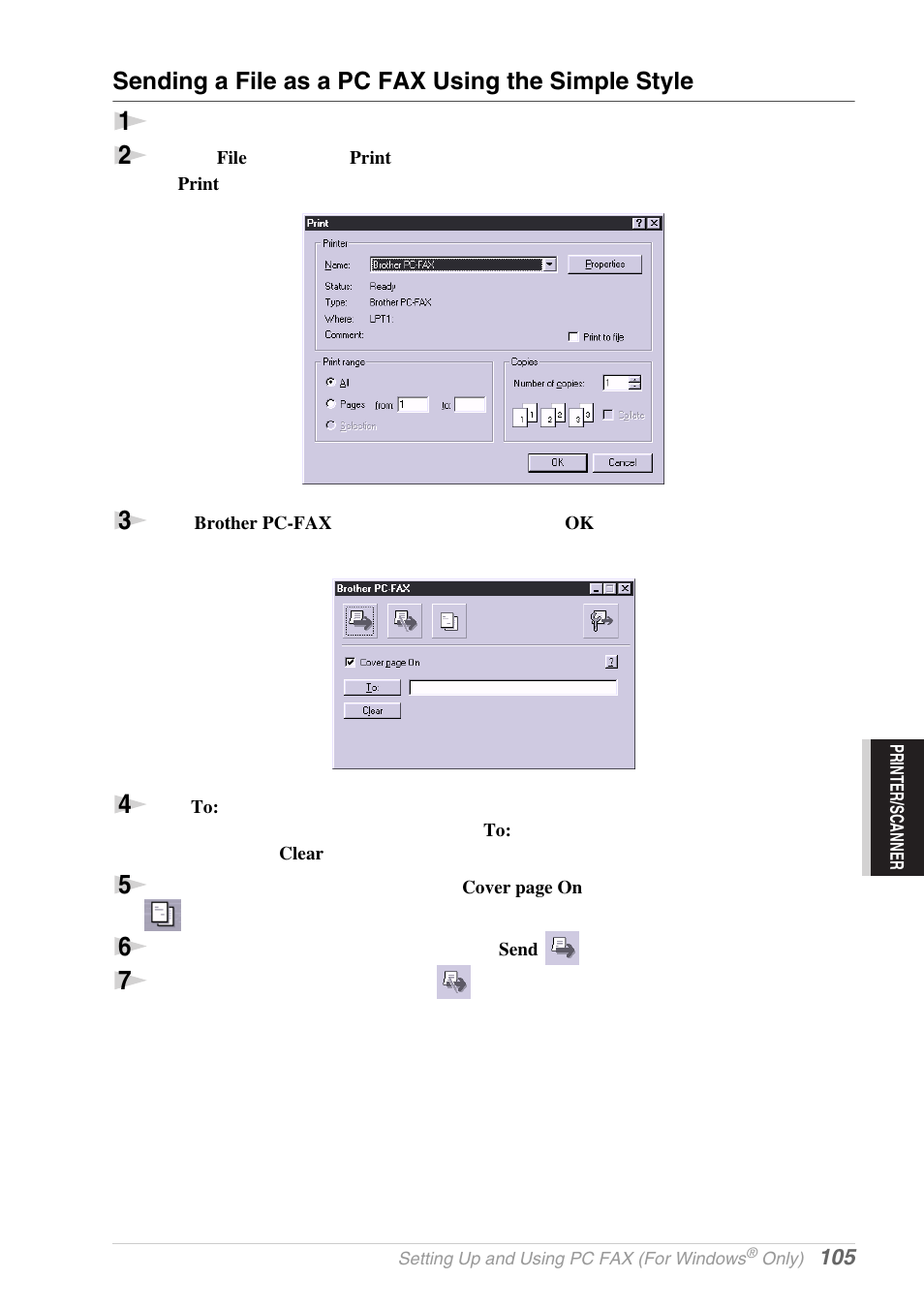 Sending a file as a pc fax using the simple style | Brother MFC-9030 User Manual | Page 114 / 166