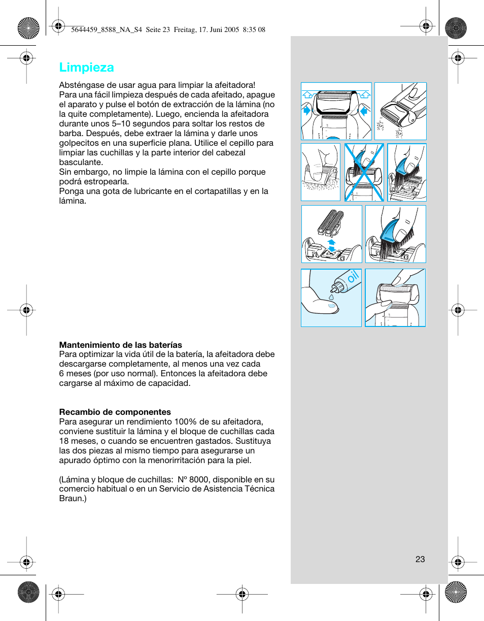 Limpieza | Braun 8588 Activator  EU User Manual | Page 23 / 25