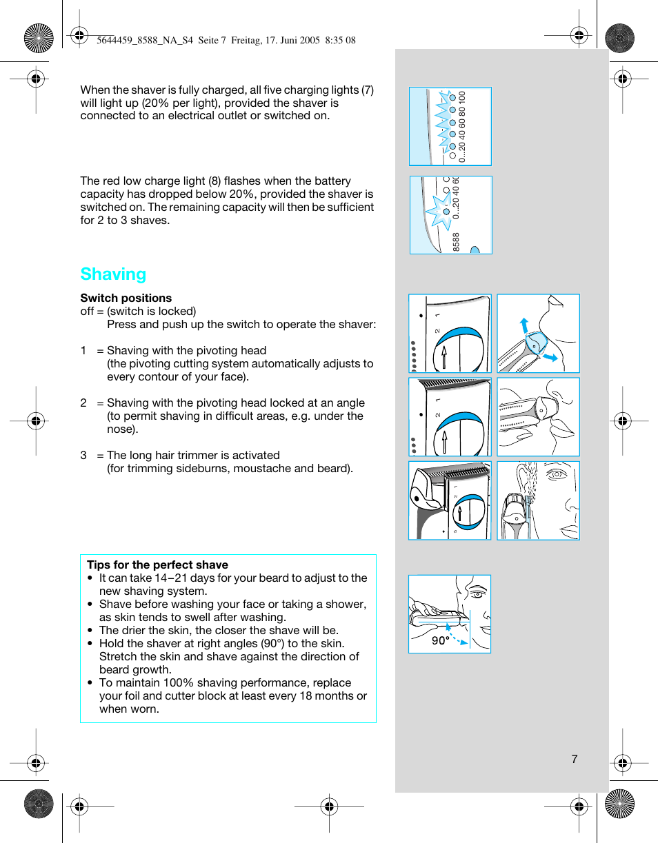 Shaving | Braun 8588 Activator  EU User Manual | Page 7 / 25
