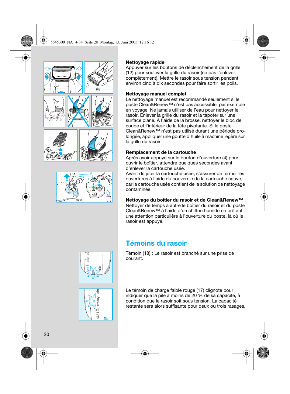 Témoins du rasoir | Braun 8781 Activator User Manual | Page 20 / 32