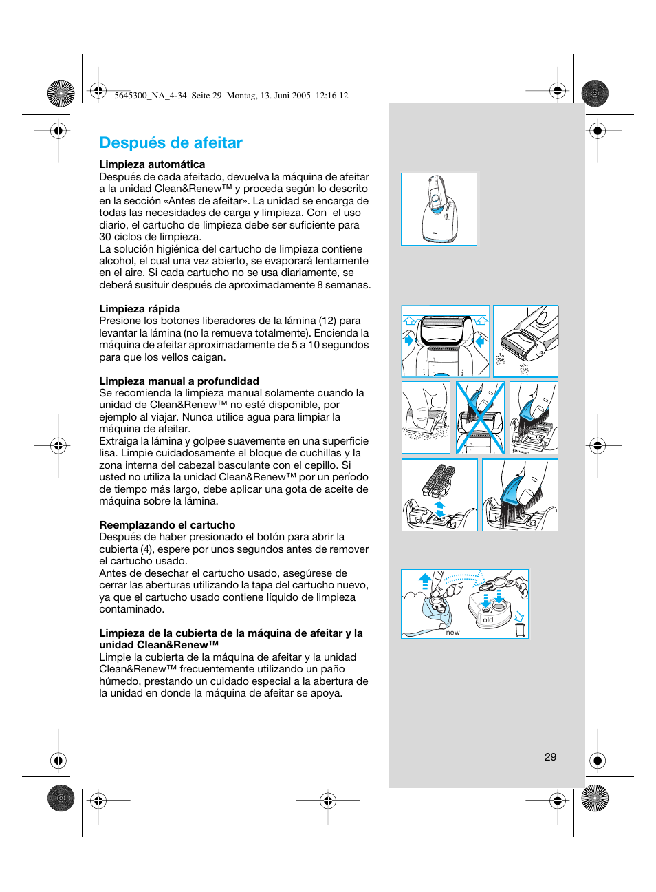 Después de afeitar | Braun 8781 Activator User Manual | Page 29 / 32