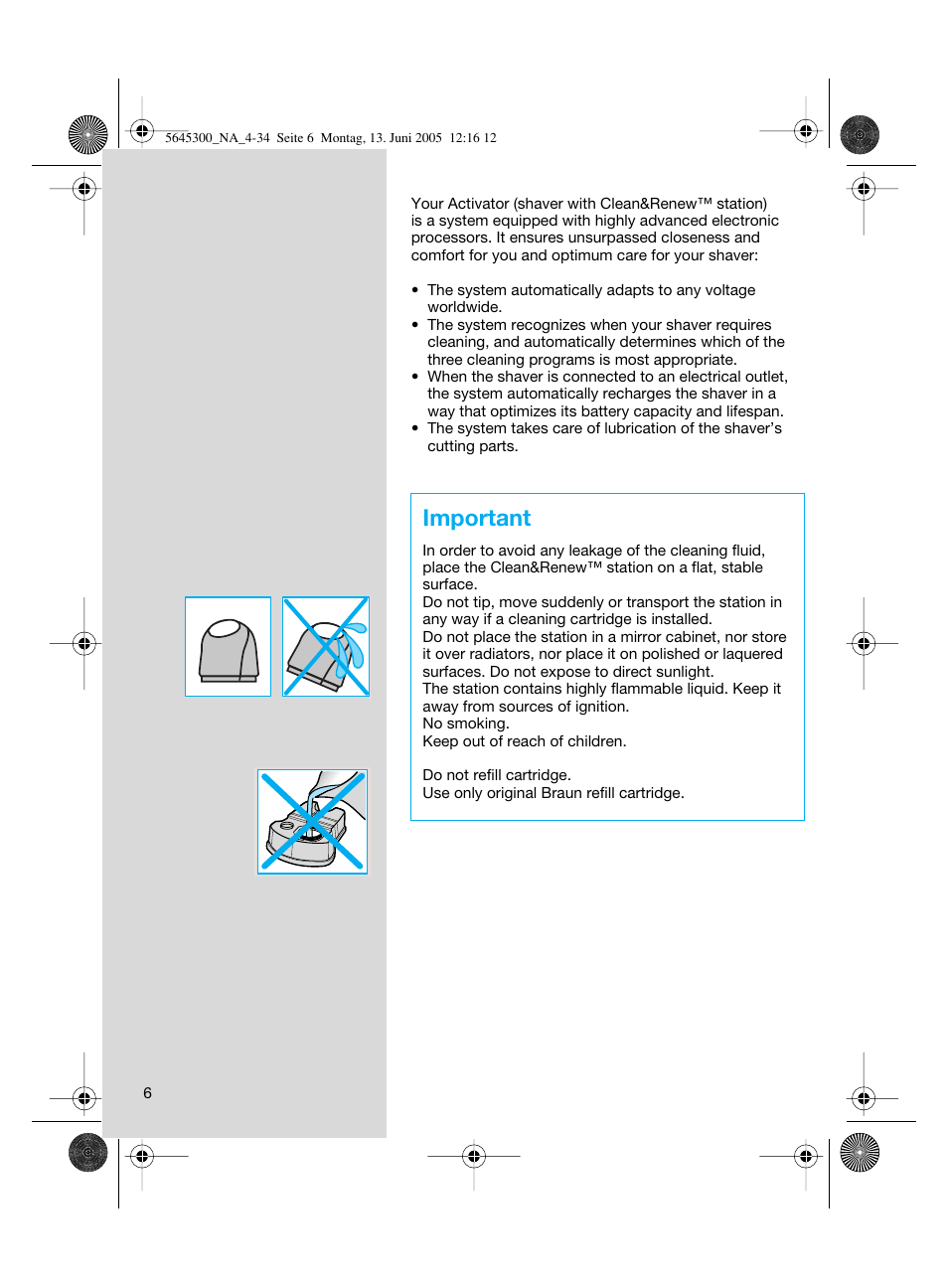 Important | Braun 8781 Activator User Manual | Page 6 / 32