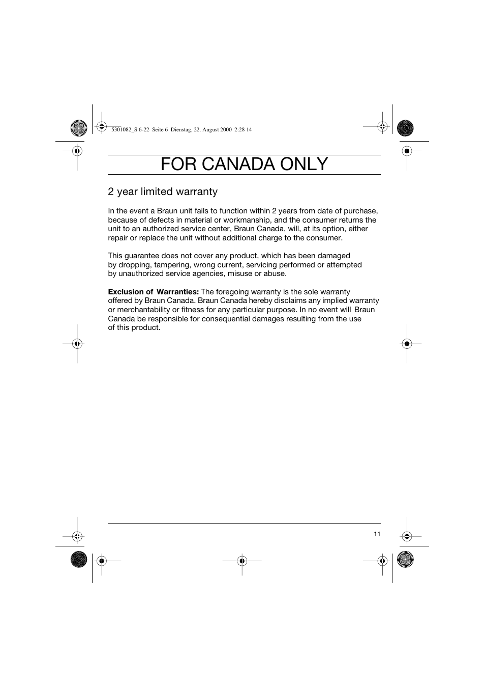 For canada only | Braun Clean & Charge (Syncro) User Manual | Page 10 / 21