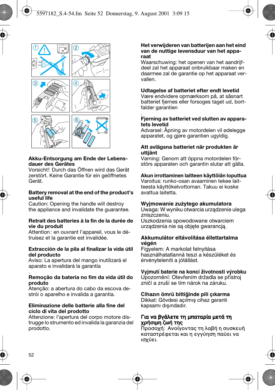 Braun 1507 Braun 1000 User Manual | Page 52 / 52