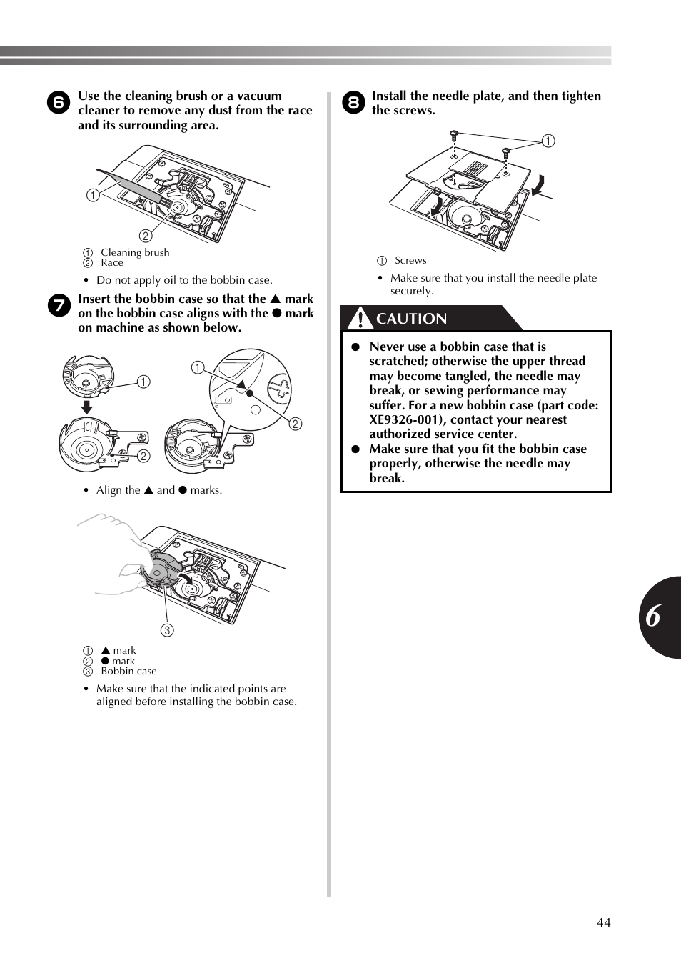 Caution | Brother XT37 User Manual | Page 45 / 52
