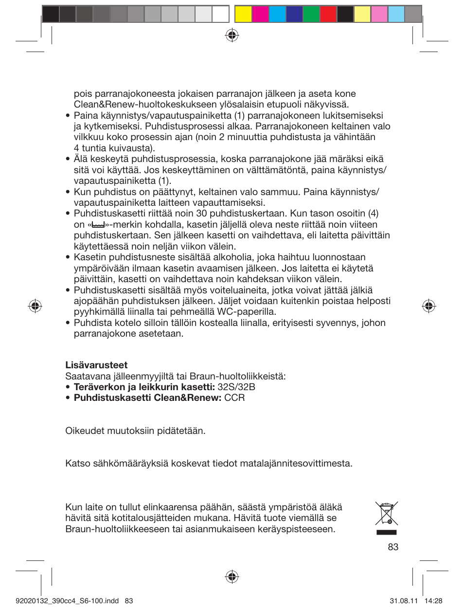 Braun 370cc-4 Series 3 User Manual | Page 83 / 98