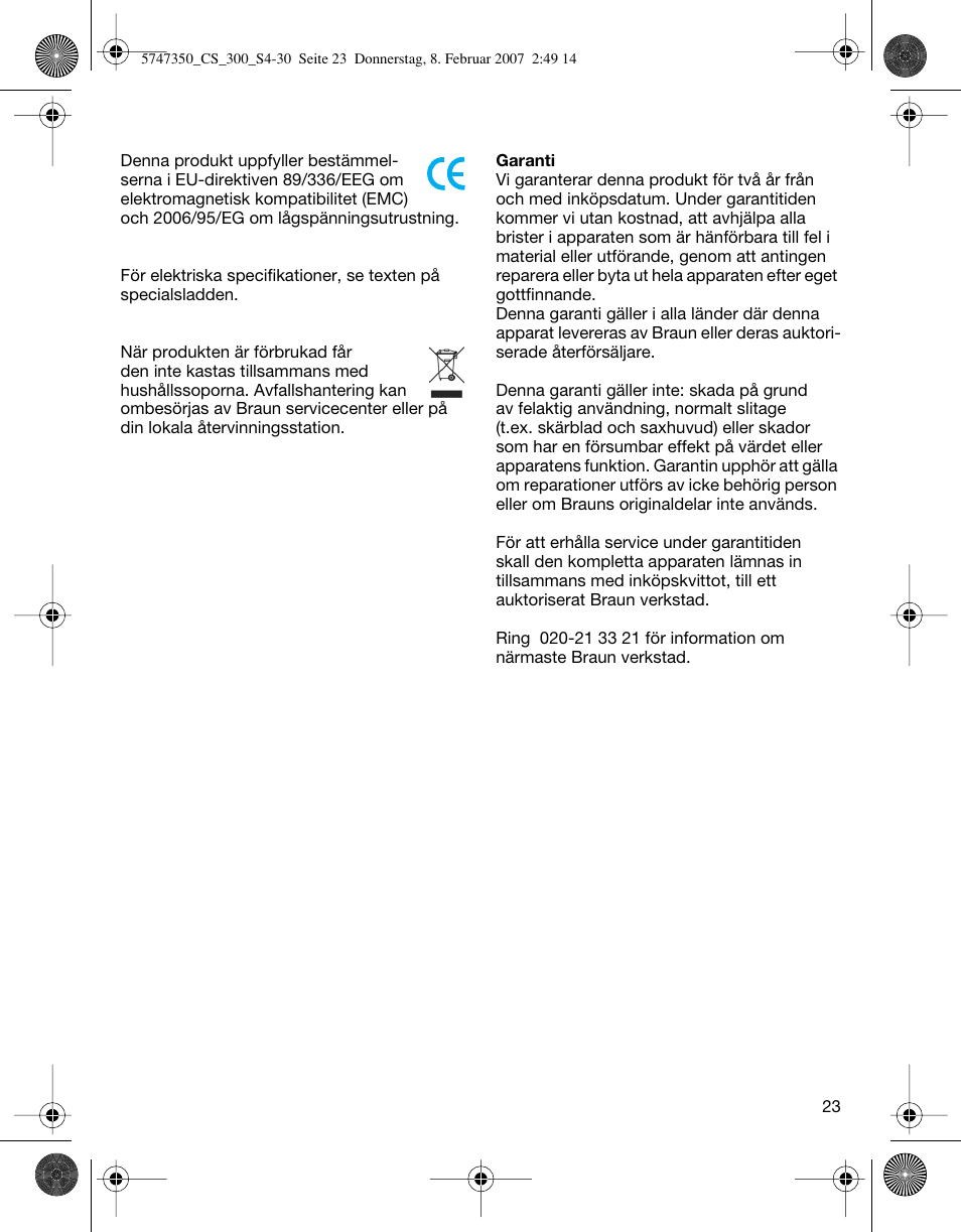 Braun 300-5747 Series 3 User Manual | Page 23 / 29