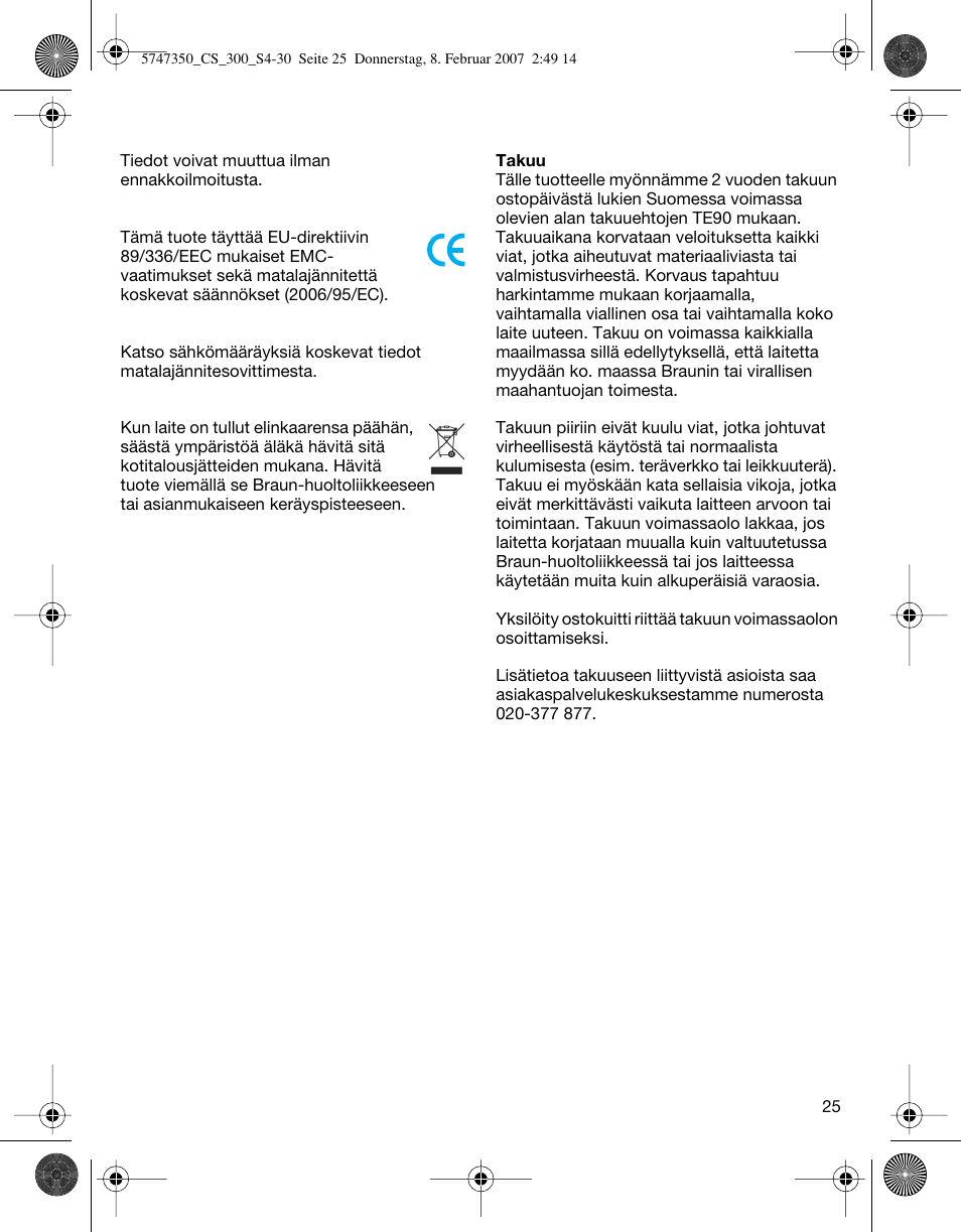 Braun 300-5747 Series 3 User Manual | Page 25 / 29