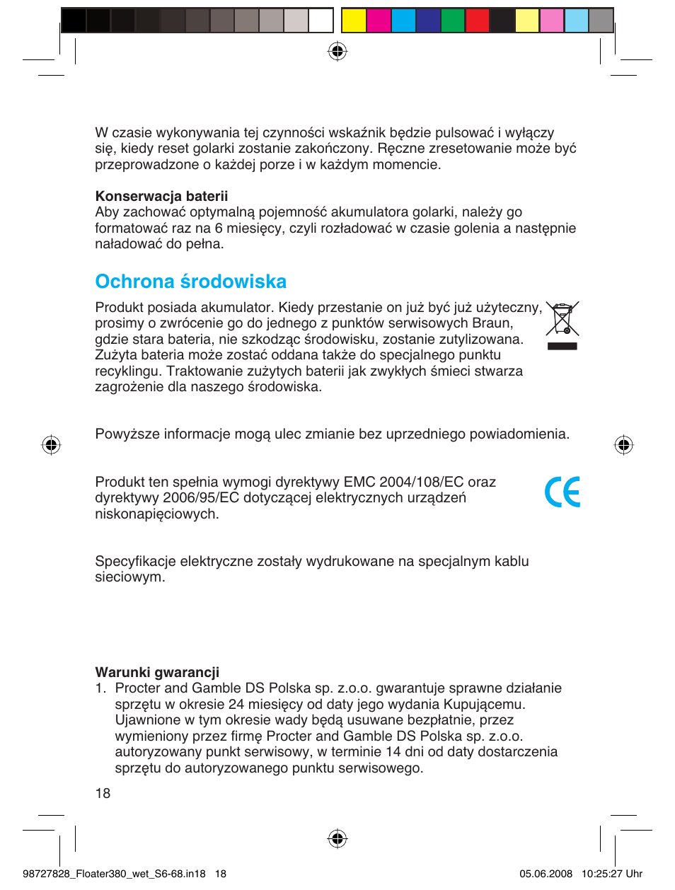 Ochrona środowiska | Braun 380 Series 3 User Manual | Page 17 / 62