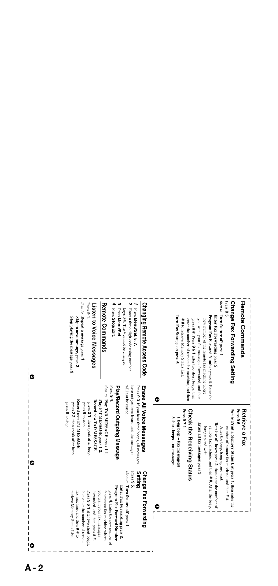A - 2, Remote commands, Changing remote access code | Brother FAX-T106 User Manual | Page 118 / 119