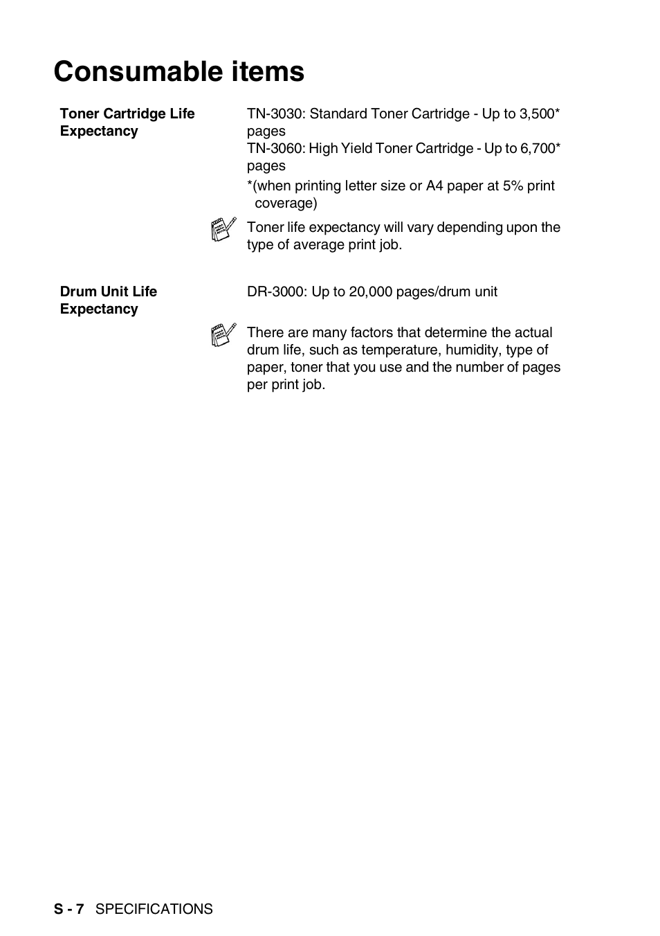 Consumable items | Brother MFC 8220 User Manual | Page 194 / 203