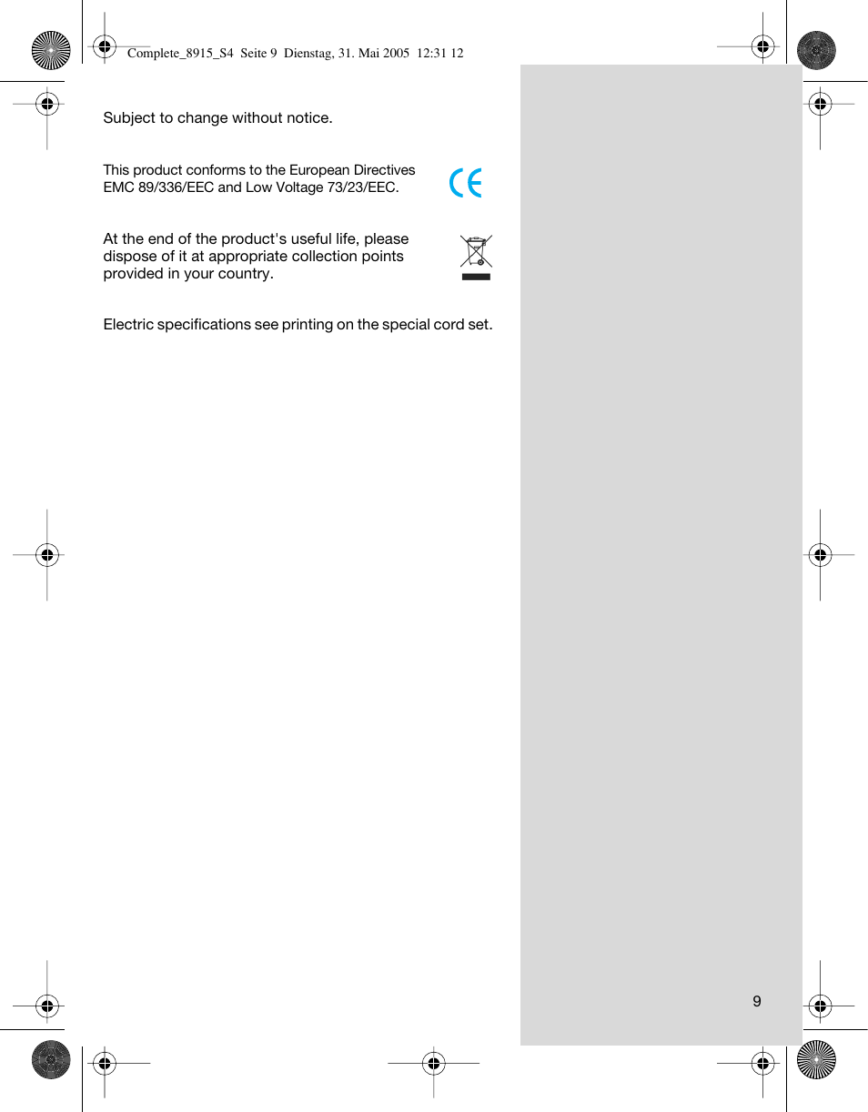 Braun 8915 360°Complete User Manual | Page 9 / 50