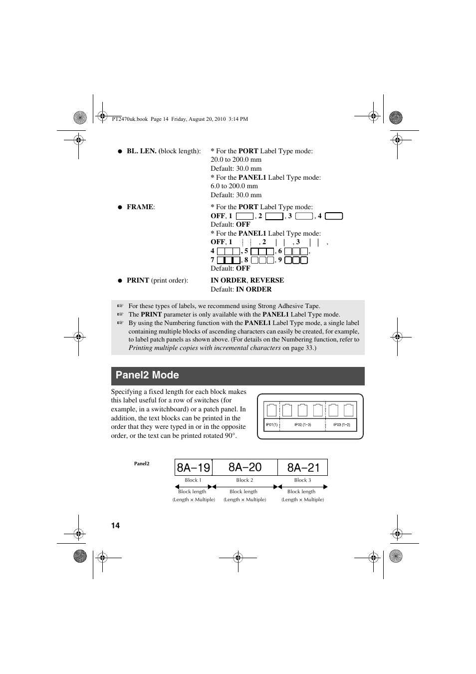 Panel2 mode | Brother PT-2470 User Manual | Page 24 / 66