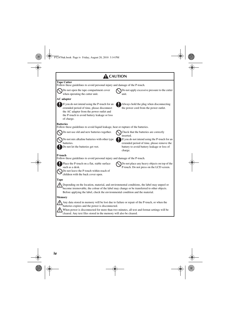 Brother PT-2470 User Manual | Page 6 / 66