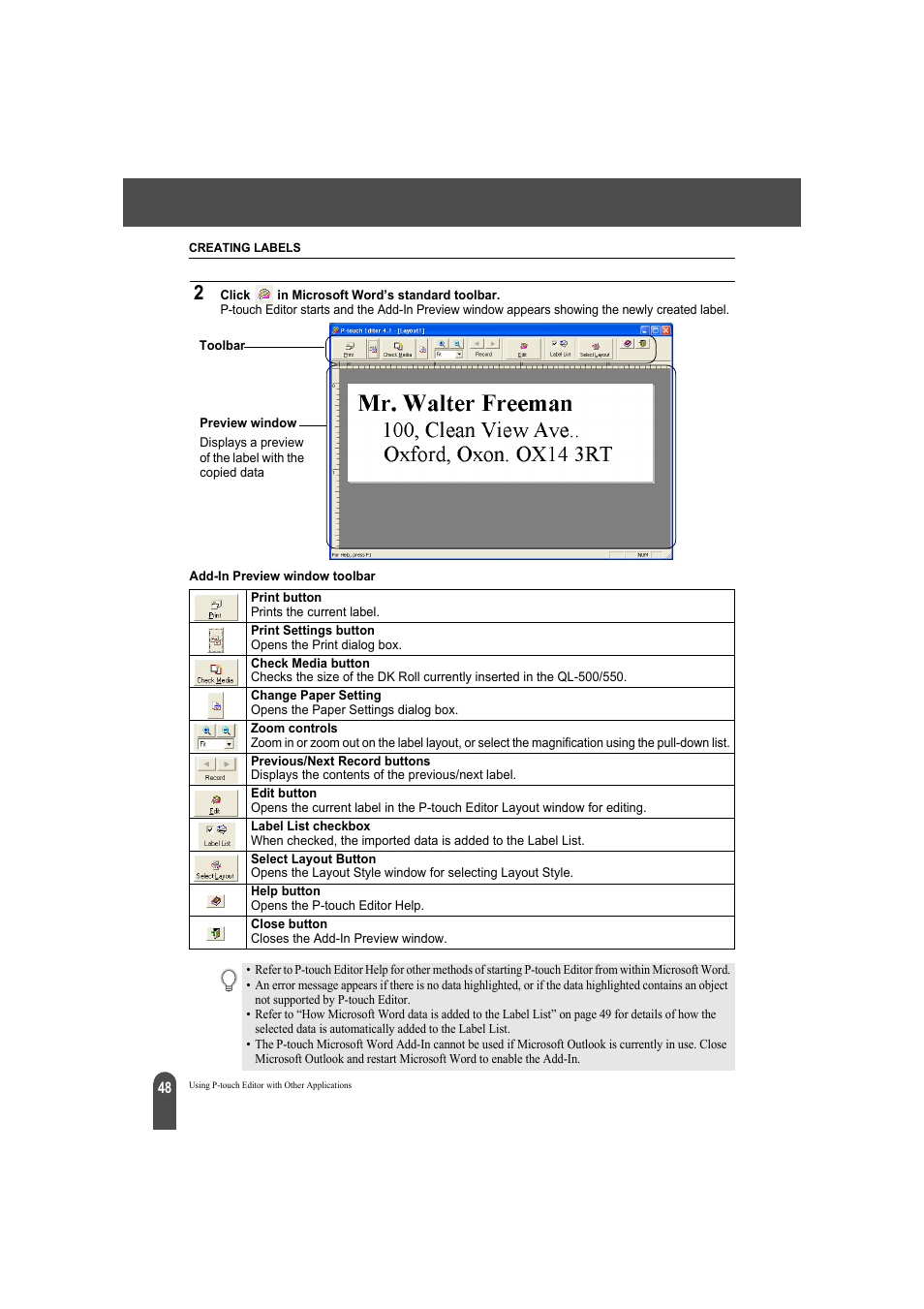 Brother QL-500A User Manual | Page 52 / 70